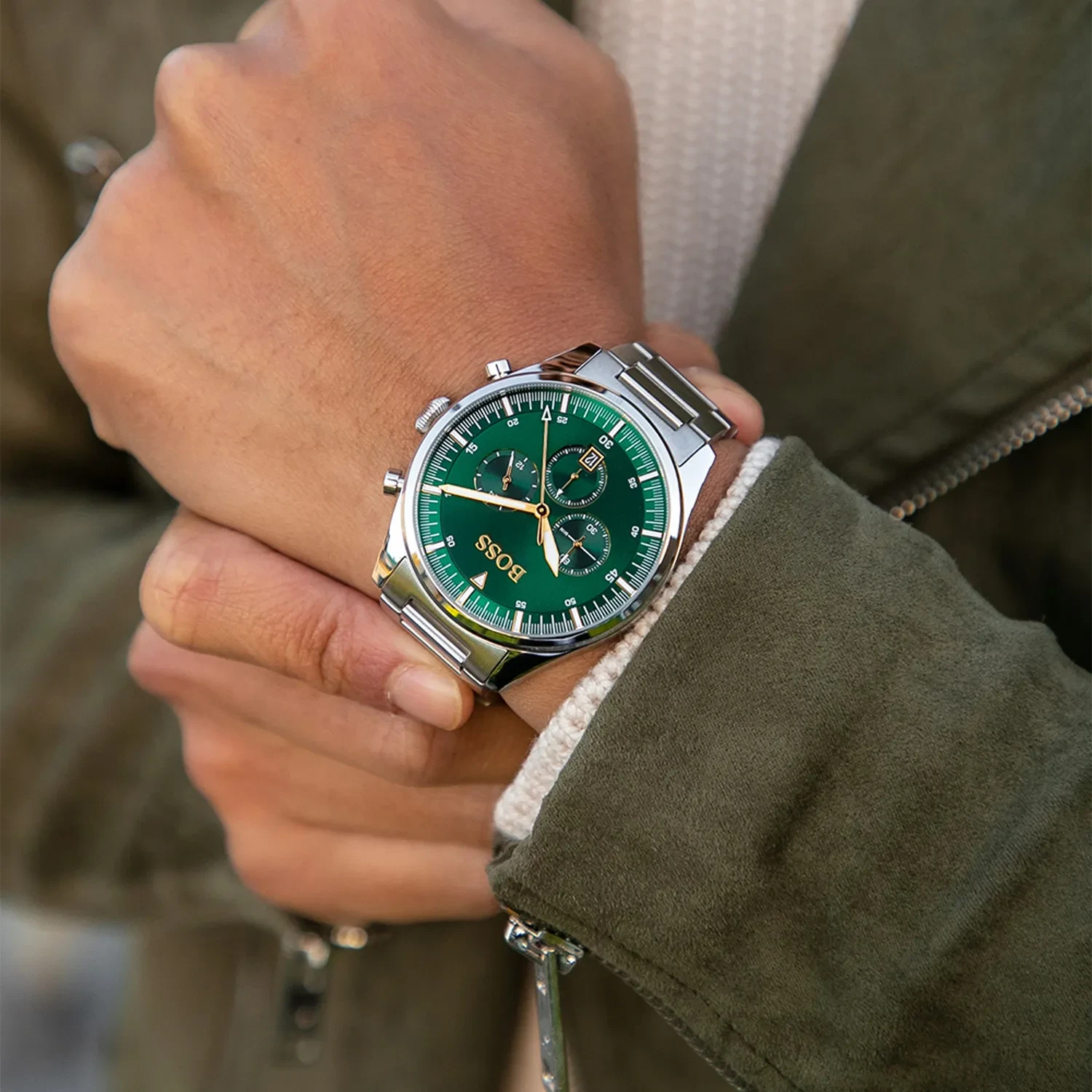 Gold Silber Uhr GrÃ¼nes Zifferblatt Silber Uhr GrÃ¼nes Zifferblatt