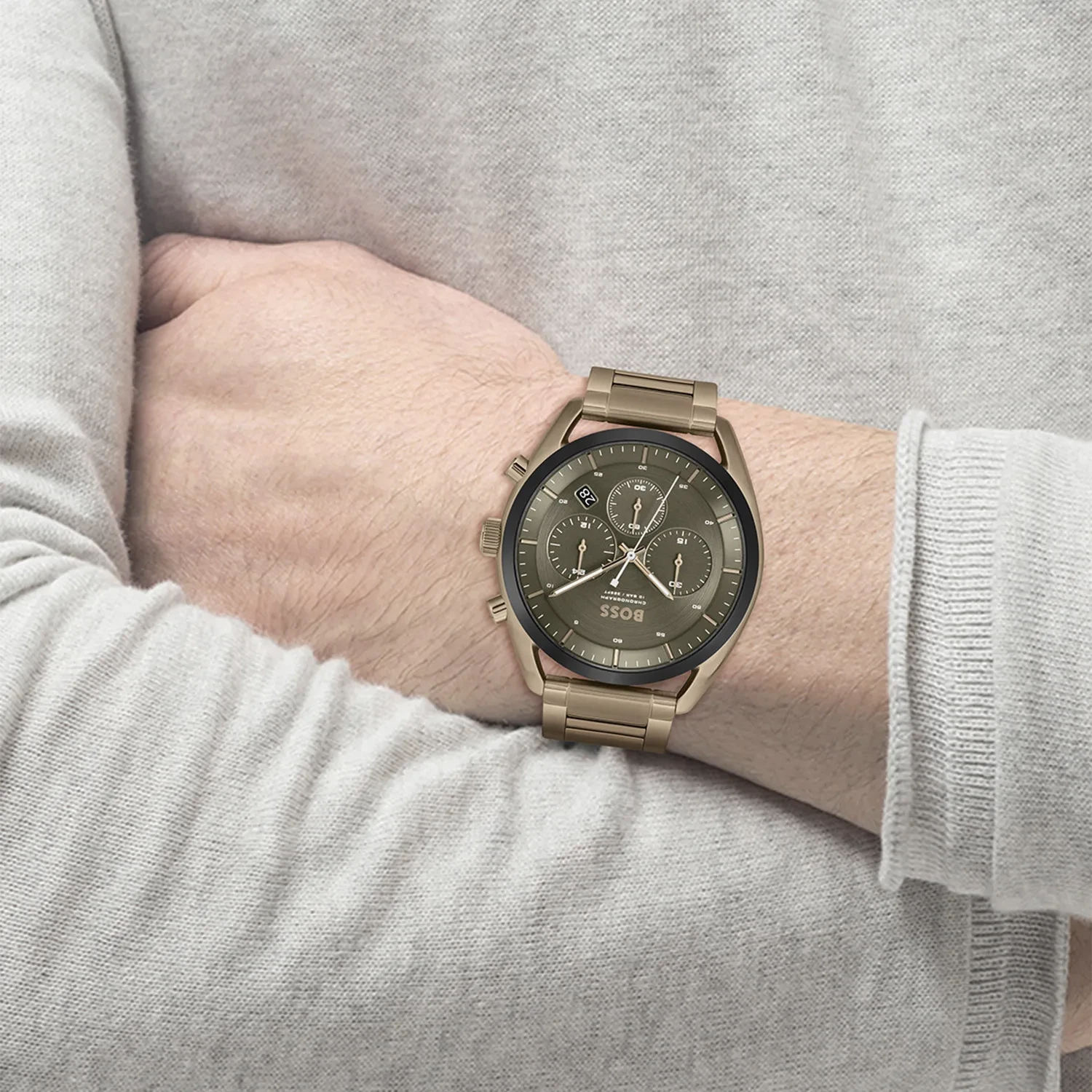 Gold Hugo Boss Uhr Leder Braun Boss 1514126 Uhr Herren, Roségold