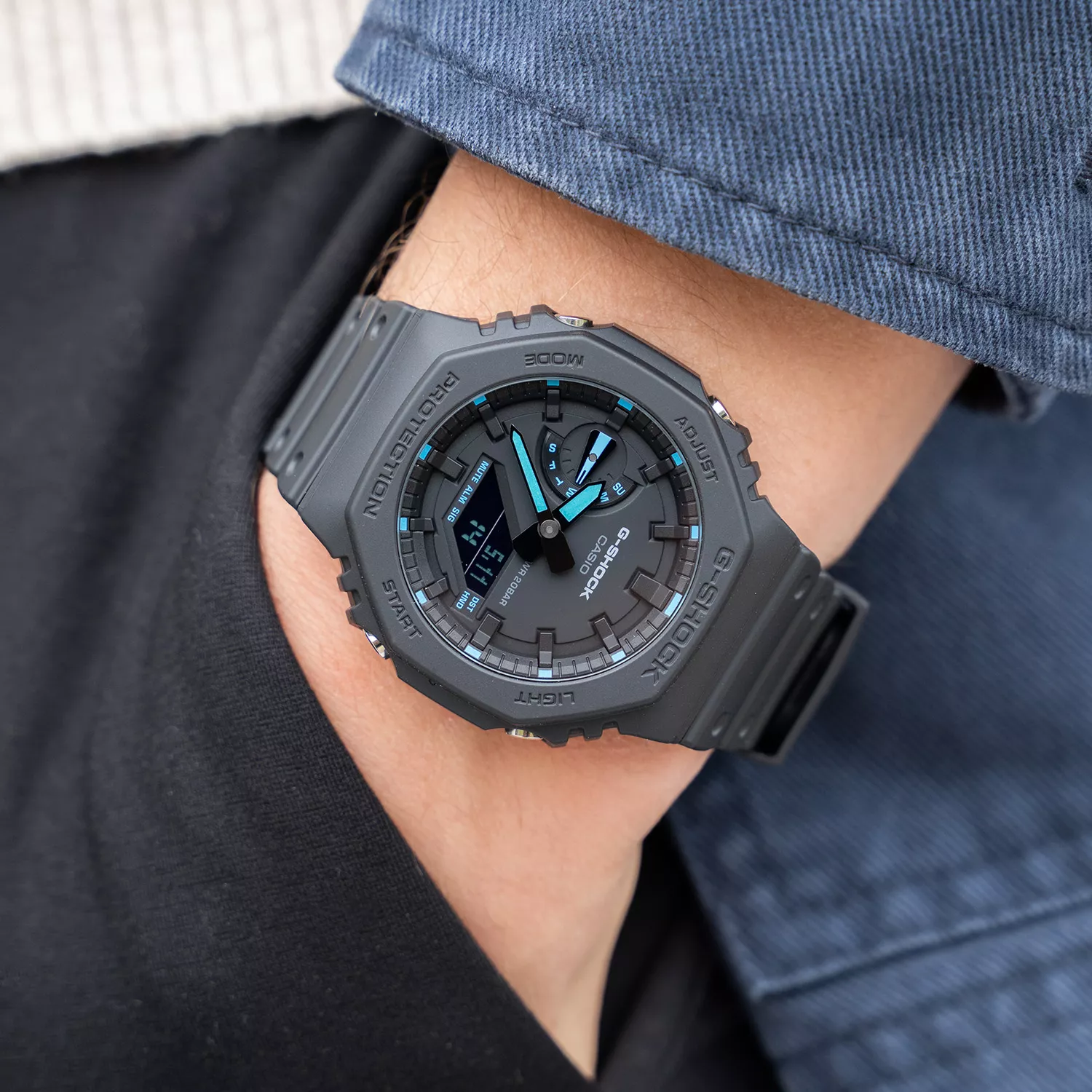 G-SHOCK GA-2100 ブラック Casio Herren Quartz Armbanduhr, 48.50mm GehäusegröÃŸe mit schwarz