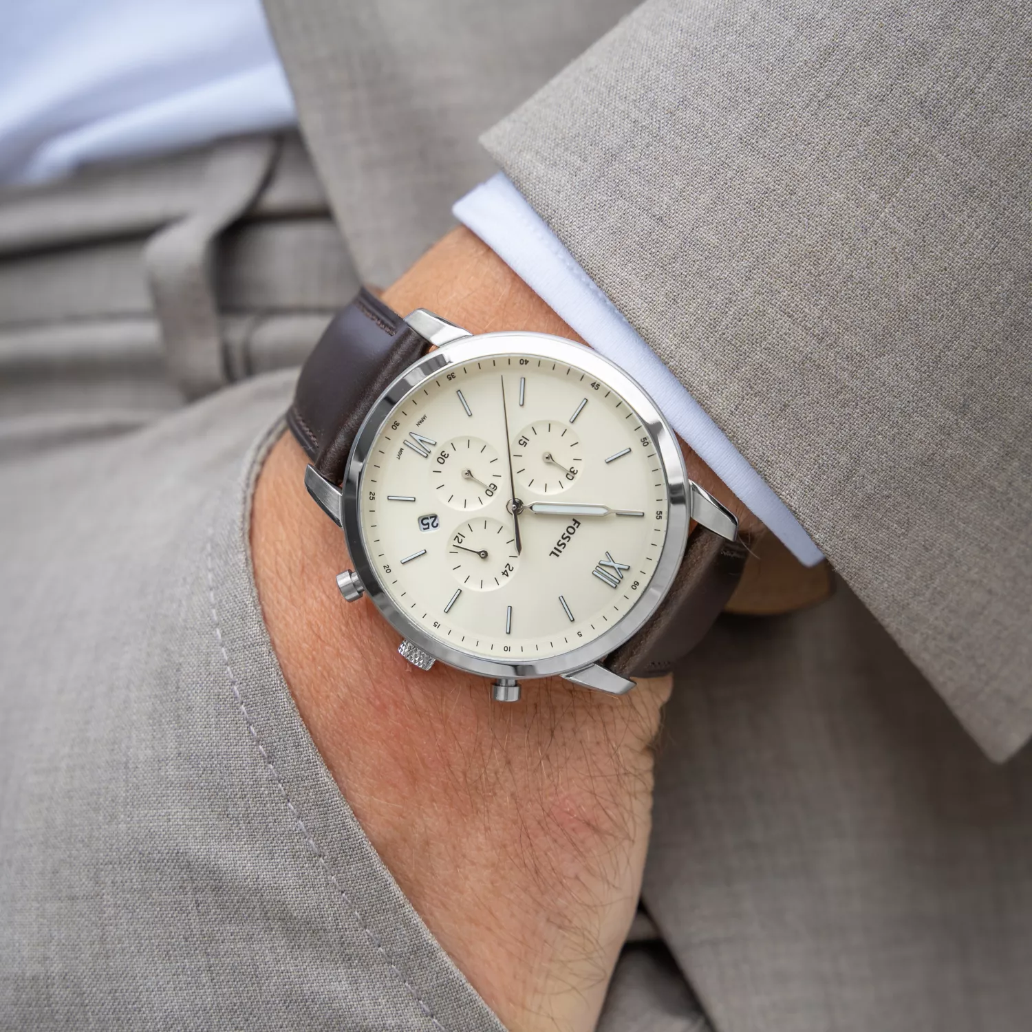 Fossil Minimalist Fossil Uhr Braunes Lederarmband Braun Fossil