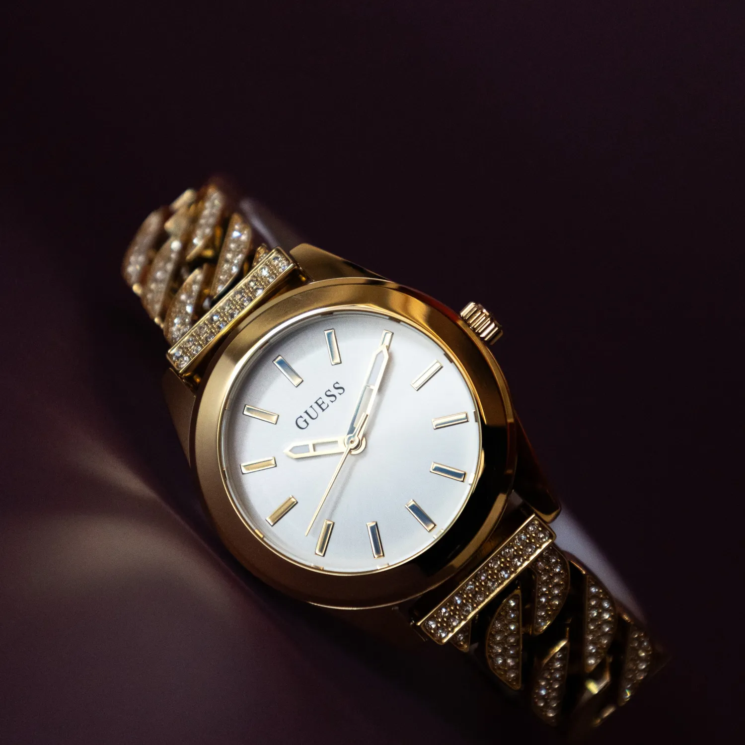 Analog Armbanduhr Guess Uhr Leopardenmuster Guess Night Life