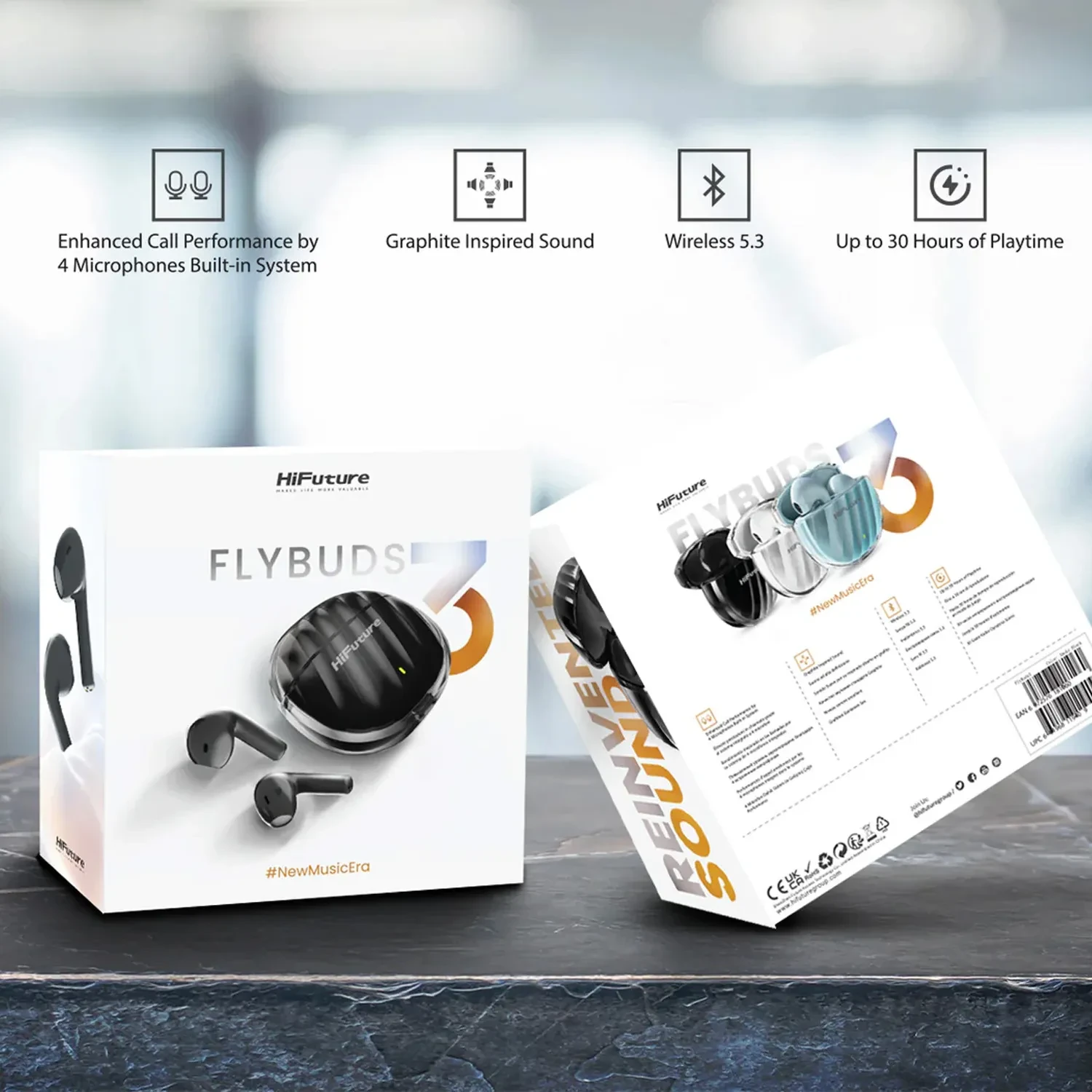 HiFuture FlyBuds3 Milky White Kunststoff HF-074 - Ditur 