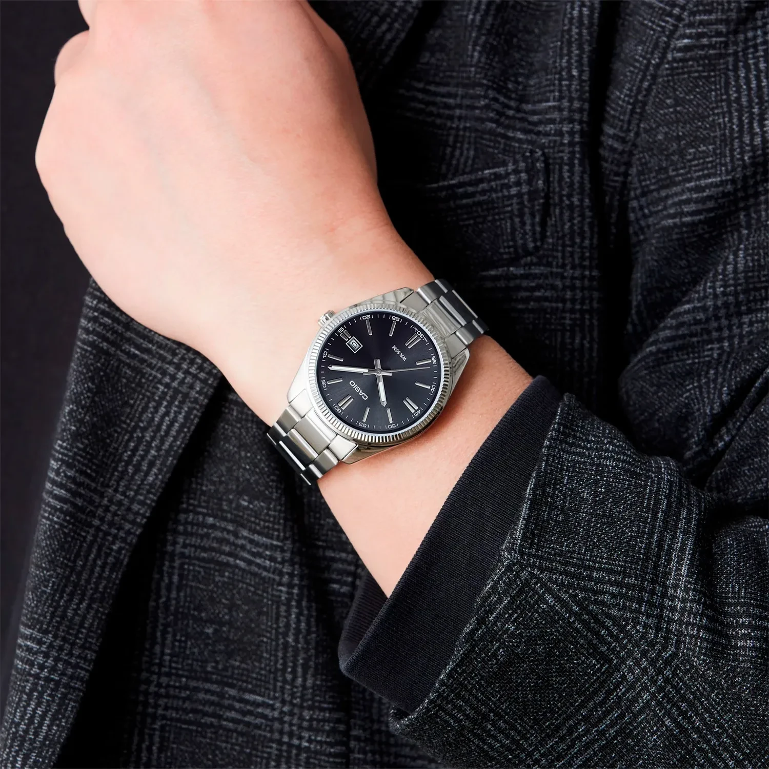 Casio Mtp Casio Uhr Silber Schwarz Casio Herren Analog Silber