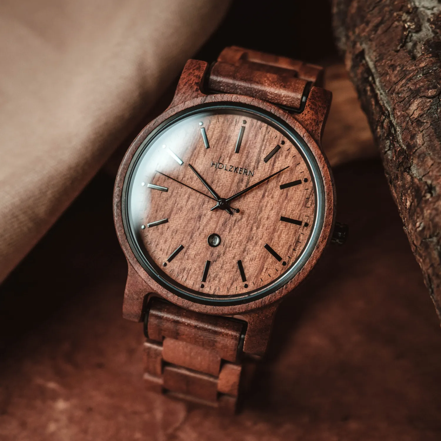 Zebrano Holzkern Armband Herren San Juan Holzkern Automatik Uhren