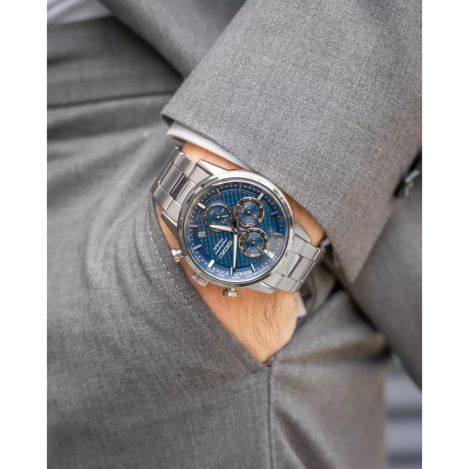 Seiko Uhr Herren Titan Seiko Chronograph Titanium SSB387P1 Ditur