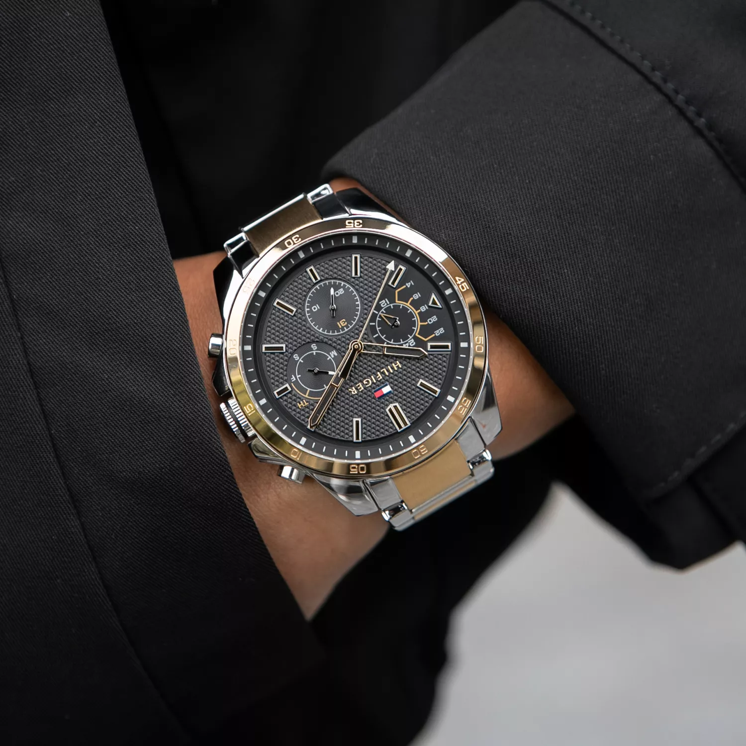 Hilfiger Herren Armbanduhr Tommy Hilfiger Uhr Silber Schwarz Tommy