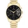 Tommy Hilfiger Baker 1710447 Uhr mit Schwarz Zifferblatt und einem Gehäuse von 44 mm im Durchmesser und einem Metallarmband in Gold