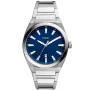 Fossil FS5822 Uhr mit Blau Zifferblatt und einem Gehäuse von 42 mm im Durchmesser und einem Metallarmband in Silber