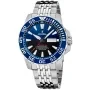 Festina Professional Diver Day Date F20661/1 Uhr mit Blau Zifferblatt und einem Gehäuse von 45 mm im Durchmesser und einem Metallarmband in Silber