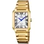 Festina On The Square F20680/1 Uhr mit Weiß Zifferblatt und einem Gehäuse von 29 mm im Durchmesser und einem Metallarmband in Gold
