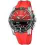 Festina Connected D F23000/6 Uhr mit Rot Zifferblatt und einem Gehäuse von 44 mm im Durchmesser und einem Gummi Armband in Rot