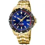 Festina Diver 20500/2 Uhr für Herren mit Blau Zifferblatt, das 45 mm im Durchmesser misst und mit einem Gold Metallarmband Uhrenarmband versehen ist