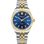 Dissing Date Automatic D1294 Uhr mit Blau Zifferblatt und einem Gehäuse von 41 mm im Durchmesser und einem Metallarmband, Two-Tone Armband in Gold, Silber