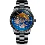 IK Colouring Skeleton S107 Uhr mit Blau Zifferblatt und einem Gehäuse von 42 mm im Durchmesser und einem Metallarmband in Schwarz
