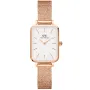 Daniel Wellington Quadro DW00100431 Uhr mit Weiß Zifferblatt und einem Gehäuse von 20 mm im Durchmesser und einem Netzarmband in Roségold