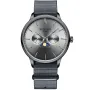 Bonvier Moonphase BV009 Uhr für Herren mit Grau Zifferblatt, das 40 mm im Durchmesser misst und mit einem Grau Nato-Armband Uhrenarmband versehen ist
