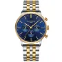 Bonvier Chronograph BV052 Uhr mit Blau Zifferblatt und einem Gehäuse von 42 mm im Durchmesser und einem Metallarmband, Two-Tone Armband in Gold, Silber