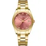 Lugano Elegance L0001 Uhr für Damen mit Rot Zifferblatt, das 36 mm im Durchmesser misst und mit einem Gold Metallarmband Uhrenarmband versehen ist