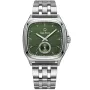 Carl Pique Carré CP0004 Uhr mit Grün Zifferblatt und einem Gehäuse von 39 mm im Durchmesser und einem Metallarmband in Silber