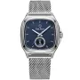 Carl Pique Carré CP0006 Uhr mit Blau Zifferblatt und einem Gehäuse von 39 mm im Durchmesser und einem Netzarmband in Silber