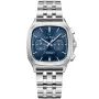 Carl Pique Carré Chrono CP0026 Uhr mit Blau Zifferblatt und einem Gehäuse von 39 mm im Durchmesser und einem Metallarmband in Silber