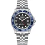 Dissing Diver GMT D1124 Uhr mit Schwarz Zifferblatt und einem Gehäuse von 42 mm im Durchmesser und einem Metallarmband in Silber