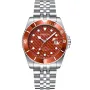 Dissing Diver D1130 Uhr für Herren mit Orange Zifferblatt, das 43 mm im Durchmesser misst und mit einem Stahl Metallarmband Uhrenarmband versehen ist