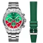 Dissing MK9 Christmas Limited Edition D1458 Uhr für Herren mit Grün, Rot Zifferblatt, das 43 mm im Durchmesser misst und mit einem Stahl Metallarmband Uhrenarmband versehen ist