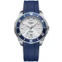 Dissing Ocean D1505 Uhr mit Silber Zifferblatt und einem Gehäuse von 45 mm im Durchmesser und einem Gummi Armband in Blau