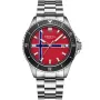 Dissing Norway D1587 Uhr mit Rot Zifferblatt und einem Gehäuse von 43 mm im Durchmesser und einem Metallarmband in Silber