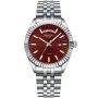 Dissing Day Date D1093 Uhr für Herren mit Rot Zifferblatt, das 41 mm im Durchmesser misst und mit einem Stahl Metallarmband Uhrenarmband versehen ist