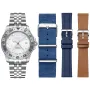 Dissing Diver GMT D1489 Uhr mit Silber Zifferblatt und einem Gehäuse von 42 mm im Durchmesser und einem Metallarmband in Blau, Braun, Silber