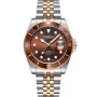 Dissing Diver D1257 Uhr mit Braun Zifferblatt und einem Gehäuse von 43 mm im Durchmesser und einem Metallarmband, Two-Tone Armband in Roségold, Silber
