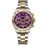 Dissing Lady MK9 Swarovski D1419 Uhr für Damen mit Lila Zifferblatt, das 39 mm im Durchmesser misst und mit einem Gold, Stahl Metallarmband, Zweifarbige Metallband Uhrenarmband versehen ist