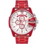 Diesel Mega Chief DZ4638 Uhr mit Silber Zifferblatt und einem Gehäuse von 51 mm im Durchmesser und einem Metallarmband in Rot