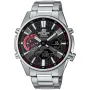 Casio Edifice ECB-S100D-1AEF Uhr mit Schwarz Zifferblatt und einem Gehäuse von 46 mm im Durchmesser und einem Metallarmband in Silber