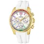 Festina Rainbow F20650/2 Uhr mit Weiß Zifferblatt und einem Gehäuse von 38 mm im Durchmesser und einem Gummi Armband in Weiß