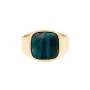 IX Studios Cushion Signet Hawks Eye Ring Silber Vergoldet DMN0282GDHE