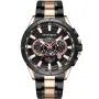 Kensington Master K0087 Uhr mit Schwarz Zifferblatt und einem Gehäuse von 48 mm im Durchmesser und einem Metallarmband, Two-Tone Armband in Roségold, Schwarz