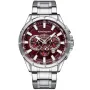 Kensington Master K0003 Uhr mit Rot Zifferblatt und einem Gehäuse von 48 mm im Durchmesser und einem Metallarmband in Silber
