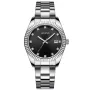 Lugano Elegance L0010 Uhr mit Schwarz Zifferblatt und einem Gehäuse von 36 mm im Durchmesser und einem Metallarmband in Silber