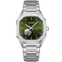 Lugano Automatic L0102 Uhr mit Grün Zifferblatt und einem Gehäuse von 41 mm im Durchmesser und einem Metallarmband in Silber