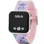 Accutime Lilo & Stich LED Watch P001617 Uhr mit Schwarz Zifferblatt und einem Gehäuse von 35 mm im Durchmesser und einem Gummi Armband in Rosa, Lila