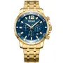 Megir Optic 2068G-02 Uhr mit Blau Zifferblatt und einem Gehäuse von 45 mm im Durchmesser und einem Metallarmband in Gold