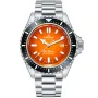Edox SkyDiver Neptunian Orange 80120-3NM-ODN Uhr mit Orange Zifferblatt und einem Gehäuse von 44 mm im Durchmesser und einem Metallarmband in Silber