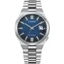 Citizen Tsuyosa Automatic NJ0151-88L Uhr mit Blau Zifferblatt und einem Gehäuse von 40 mm im Durchmesser und einem Metallarmband in Silber