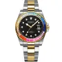 Dissing Diver Rainbow D1095 Uhr für Herren mit Schwarz Zifferblatt, das 43 mm im Durchmesser misst und mit einem Gold, Stahl Metallarmband, Zweifarbige Metallband Uhrenarmband versehen ist
