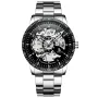 IK Colouring Skeleton S109 Uhr mit Schwarz Zifferblatt und einem Gehäuse von 42 mm im Durchmesser und einem Metallarmband in Silber