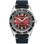Spinnaker Fleuss Oxblood SP-5055-07 Uhr mit Rot Zifferblatt und einem Gehäuse von 43 mm im Durchmesser und einem Lederarmband in Schwarz