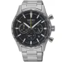 Seiko Chronograph SSB413P1 Uhr mit Schwarz Zifferblatt und einem Gehäuse von 43 mm im Durchmesser und einem Metallarmband in Silber